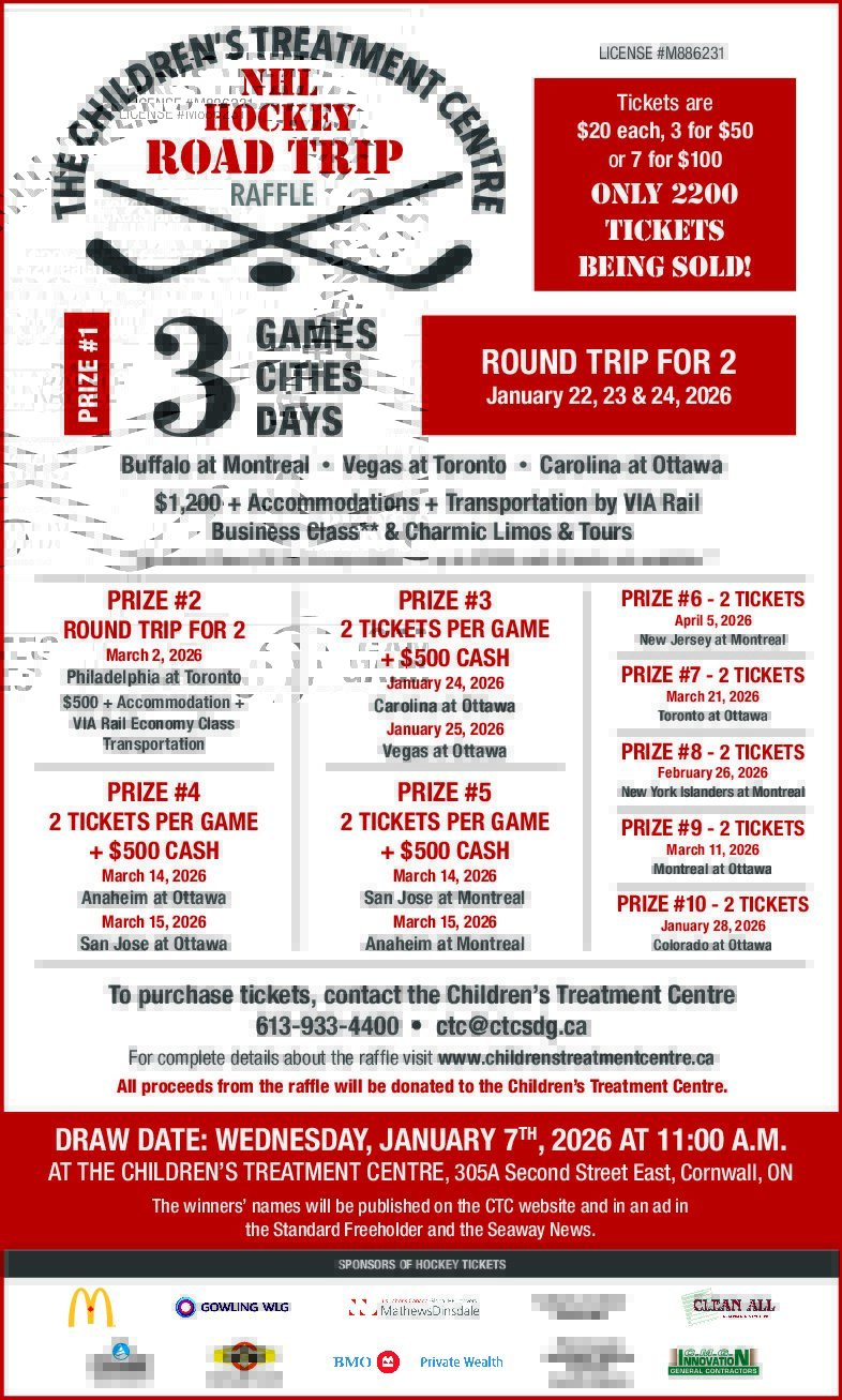 Ad CTC Hockey Raffle SF – Nov 2025